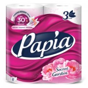 Бумага туалетная бытовая, спайка 4 шт., 3-слойная (4х16,5 м), PAPIA, аромат 'Таинственный сад', 5080741