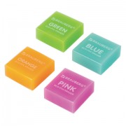 Ластик BRAUBERG 'E-Color', 28х28х12 мм, цвет НЕОН ассорти, экологичный ПВХ, 228065