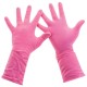 Перчатки хозяйственные латексные, хлопчатобумажное напыление, размер M (средний), розовые, PACLAN 'Practi Comfort', 407271