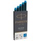 Картриджи чернильные PARKER 'Cartridge Quink', КОМПЛЕКТ 5 штук, смываемые чернила, синие, 1950383