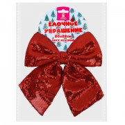 Украшение ёлочное 20х22 см, 'Бант с пайетками', полиэстер, красный, ЗОЛОТАЯ СКАЗКА, 592480