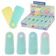 Ластик BRAUBERG 'ULTRA PASTEL', 57х24х15 мм, пастельные цвета ассорти, бирюзовый пластиковый держатель, 272688