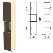 Шкаф полузакрытый 'Канц', 350х350х1830 мм, цвет дуб молочный/венге (КОМПЛЕКТ)