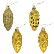 Украшение ёлочное 'Шишки' 4 шт., 9 см, пластик, золотистые, ЗОЛОТАЯ СКАЗКА, 590898