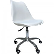 Кресло стул BRABIX 'Eames MG-310 CH', хром, пластик белый, экокожа белая, 532923