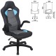 Кресло компьютерное BRABIX 'Skill GM-005', откидные подлокотники, экокожа, черное/голубое, 532497