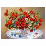 Картина стразами (алмазная мозаика), 30х40 см, ОСТРОВ СОКРОВИЩ 'Маки', без подрамника, 663861