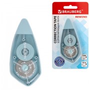 Корректирующая лента BRAUBERG REWIND, 5 мм х 16 м, механизм перемотки, корпус зеленый, блистер, 272489, 272490