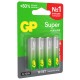 Батарейки КОМПЛЕКТ 4 шт., GP Super G-Tech, AA (LR6,15А), алкалиновые, пальчиковые, ПРОМО 3+1, 15A3/1-2CR4
