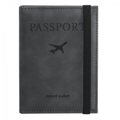 Обложка для паспорта с карманами и резинкой, мягкая экокожа, 'PASSPORT', серая, BRAUBERG, 238203