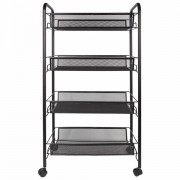Этажерка (тележка) BRABIX офисно-бытовая 4 яруса, на колесах, металл, черная, 43,5х26х83,5 см, 603753