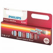 Батарейки алкалиновые 'пальчиковые' КОМПЛЕКТ 12 шт PHILIPS Power Alkaline, АА (LR6,24, Б0064661