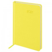 Ежедневник датированный 2021 А5 (138х213 мм) BRAUBERG 'Select', балакрон, желтый, 111402