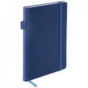 Блокнот А5 135x212 мм BRAUBERG 'Edge', под кожу, резинка, держатель, 80 л., клетка, синий, 117149