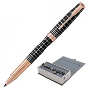 Ручка-роллер PARKER 'Sonnet Premium Brown Rubber PGT', корпус коричневая смола с гравировкой, позолоченные детали, черная, 1931482