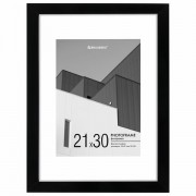 Рамка 21х30 см с паспарту 15х21 см небьющаяся, багет 20 мм, пластик, BRAUBERG 'New Age', черная, 391275