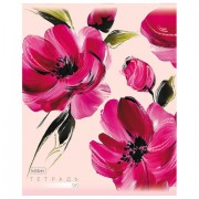 Тетрадь А5, 96 л., HATBER, скоба, клетка, тиснение, 'Красочные лепестки' (микс в спайке), 093092, 96Т5тВ1