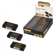 Ластик BRAUBERG 'GOLDEN BLACK', 50х24х10 мм, прямоугольный, картонный держатель, экологичный ПВХ, ассорти, 272728