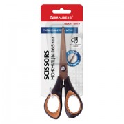 Ножницы BRAUBERG 'Heavy Duty', 165 мм, суперпрочные, титановое покрытие, 2-х сторонняя заточка, 236789