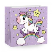 Пакет подарочный (1 штука) 20x12x25 см, 'Единорожка', с атласной лентой, ЗОЛОТАЯ СКАЗКА, 700858