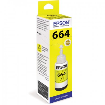 Чернила EPSON (C13T66444A) для СНПЧ Epson L100/L110/L200/L210/L300/L456/L550, желтые, оригинальные