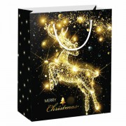 Пакет подарочный новогодний 26,5x12,7x33 см ЗОЛОТАЯ СКАЗКА 'Midnight Deer', фольга, 608231