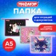 Папка для тетрадей ПИФАГОР А5, 1 отделение, пластик, на молнии, АССОРТИ для девочек, 274522