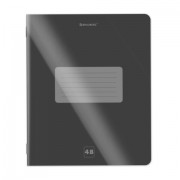 Тетрадь пластиковая обложка (прозрачная) А5, 48 листов, скоба, клетка, BRAUBERG 'Smart Cover', ЧЕРНАЯ, 405040