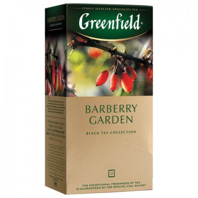 Чай GREENFIELD (Гринфилд) 'Barberry Garden', черный, со вкусом барбариса, 25 пакетиков в конвертах по 2 г, 0710