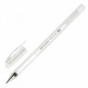 Ручка гелевая BRAUBERG 'White Pastel', БЕЛАЯ, корпус прозрачный, узел 1 мм, линия письма 0,5 мм, 143417