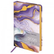 Ежедневник датированный 2026 А5 138x213 мм, BRAUBERG 'Vista', под кожу твердый, 'Texture', 117453