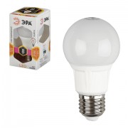 Лампа светодиодная ЭРА, 8 (70) Вт, цоколь E27, грушевидная, теплый белый свет, 25000 ч., LED smdA60-8w-827-E27, Б0020534