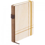 Ежедневник недатированный, А5, 145х210 мм, BRAUBERG 'Natural', резинка-фиксатор, держатель для ручки, 160 л., деревянный, 117136