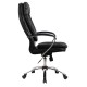 Кресло офисное МЕТТА 'LK-11CH', кожа, хром, черное