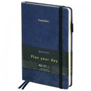 Ежедневник недатированный А5 138x213 мм, BRAUBERG 'Velvet', резинка, держатель, 160 л., синий, 116243