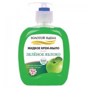 Мыло-крем жидкое 500 г ЗОЛОТОЙ ИДЕАЛ 'Зеленое яблоко' дозатор, 606413