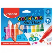 Фломастеры MAPED (Франция) 'Color'peps Jumbo Mini' 12 цветов, суперсмываемые, штампы, европодвес, 846612