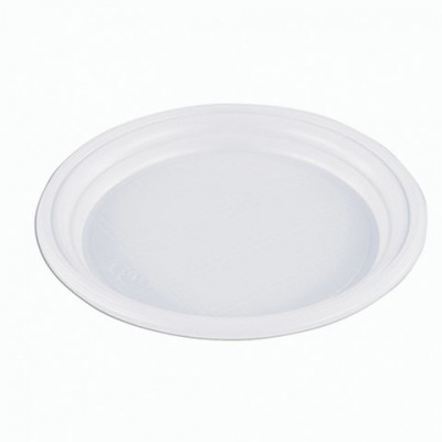Одноразовые тарелки плоские, КОМПЛЕКТ 100 шт, пластиковые, d=165 мм, 'ЭКОНОМ', белые, полистирол (ПС), холодное/горяч, СТИРОЛПЛАСТ