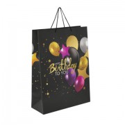 Пакет подарочный (1 штука) 33x13x45 см (XL), 'Happy Birthday', черный, фольга, ЗОЛОТАЯ СКАЗКА, 700857