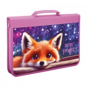 Папка на молнии BRAUBERG А4 с ручкой, с органайзером, 1 отделение, Cute fox, 272217