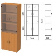 Шкаф закрытый со стеклом 'Фея', 740х390х2000 мм, цвет орех милан (КОМПЛЕКТ)
