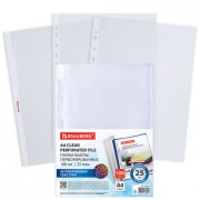 Папки-файлы перфорированные с антибликовой текстурой А4 BRAUBERG PIXEL, КОМПЛЕКТ 100 шт., 25 мкм, 273001