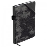 Блокнот А5 135x210 мм BRAUBERG 'Denim', ткань/экокожа, резинка, держатель, 80 л., клетка, черный, 117140