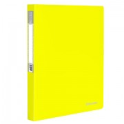 Папка на 2 кольцах BRAUBERG 'Neon', 25 мм, внутренний карман, неоновая, желтая, до 170 листов, 0,7 мм, 227457