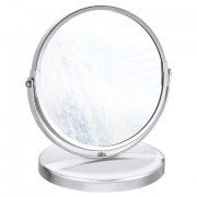 Зеркало настольное BRABIX, круглое, диаметр 17см, двустороннее, с увеличением, синяя металлическая рамка, 607422