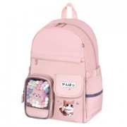 Рюкзак BRAUBERG PASTEL с термонашивками в комплекте, 'Anime kitten', персиковый, 40х29х14 см, 272065
