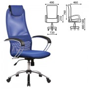 Кресло офисное МЕТТА 'BK-8CH', ткань-сетка, хром, синее