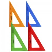 Треугольник пластиковый 30*18 см ПИФАГОР, непрозрачный, ассорти, 210794