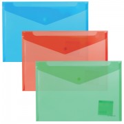 Папка-конверт с кнопкой ERICH KRAUSE 'Classic', А4, полупрозрачная, до 100 листов, 180 мкм, неон ассорти, 42931