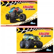 Альбом для рисования, А4, 20 л., скоба, обложка офсет, ПИФАГОР, 200х285 мм, 'Машинки' (2 вида), 104868